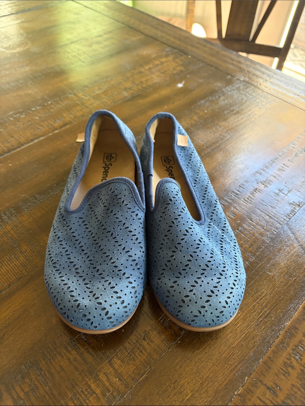 Sperry Blue Perforated Suede Slip-On Flats
